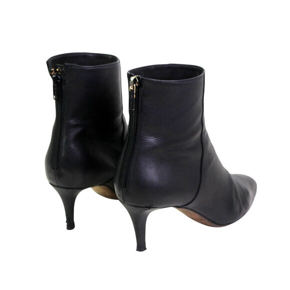 Jimmy Choo BLACK REAL LEATHER MID HEEL ROUND TOE ZIP BACKSIDE ANKLE BOOTS 37.5 - Picture 7 of 16